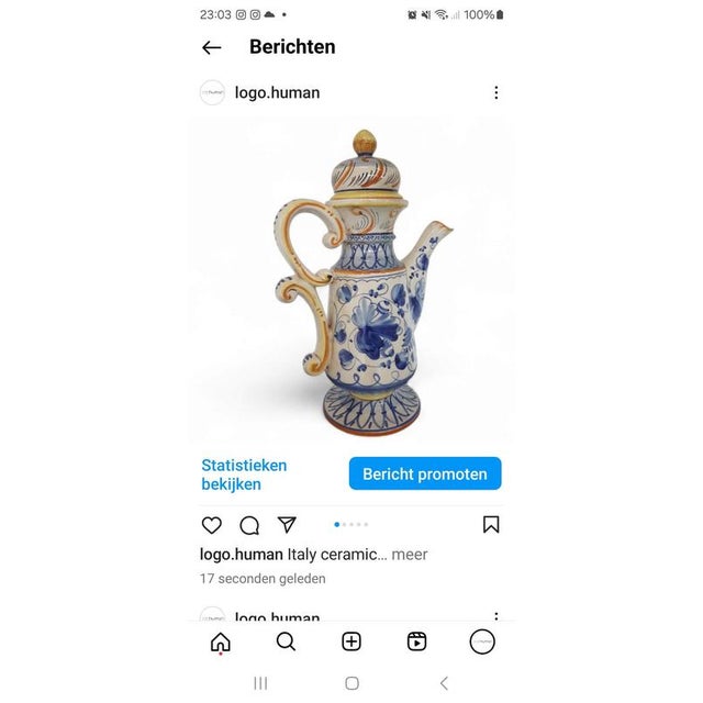 Italy Ceramic Majolica Teapot from Deruda For Sale - Image 9 of 9