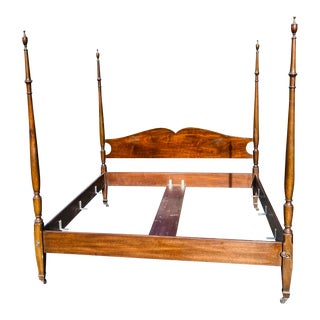 Vintage Baker Style Furniture Four Poster King Bed Frame For Sale