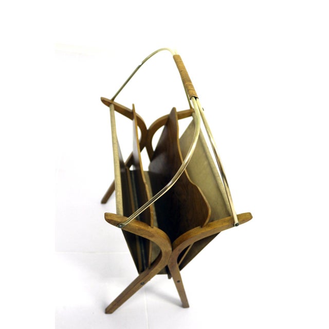 Vintage Bentwood & Brass Magazine Rack For Sale - Image 12 of 18