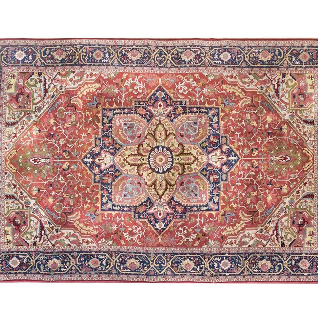 A rare and wonderful early 20th century German Tetex rug woven with a traditional Persian Heriz pattern including a large...