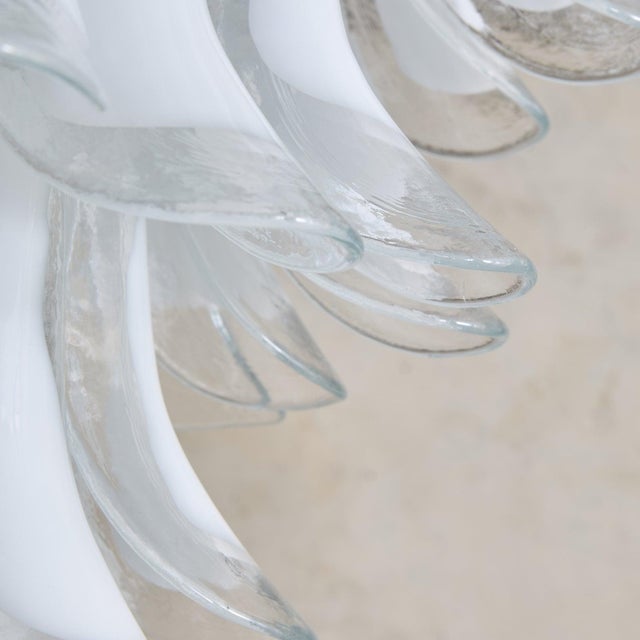 White Italian Murano Glass Chandelier in the Manner of Mazzega For Sale - Image 8 of 13