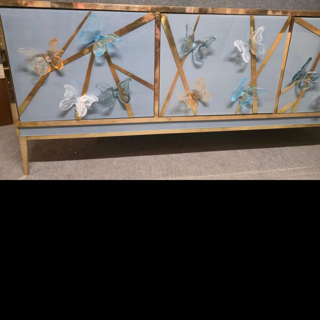 Birch Wood Sideboard with Murano Glass from Justfurnituress SRL For Sale - Image 14 of 17