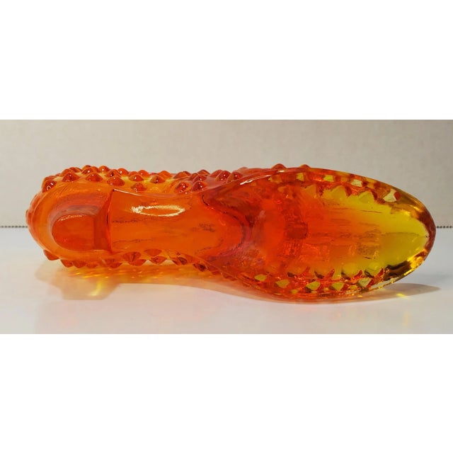 Fenton Art Glass Company 1960s Fenton Cathead Hobnail Tangerine Slipper Catchall For Sale - Image 4 of 8