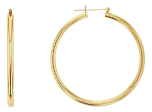 62MM Polished Classic 14k Yellow Gold Hoops, 2 Pieces