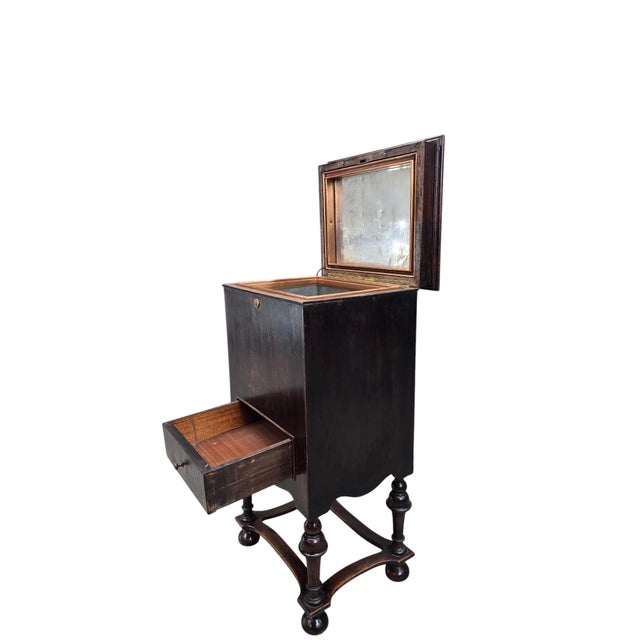 Antique English Mahogany Smoking Cabinet With Glass-Lined Humidor For Sale - Image 11 of 11