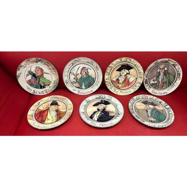 Jester, Falconer, Mayor, Squire, Huntsman, Admiral & Doctor Plates from Royal Doulton, Set of 7 For Sale - Image 17 of 17