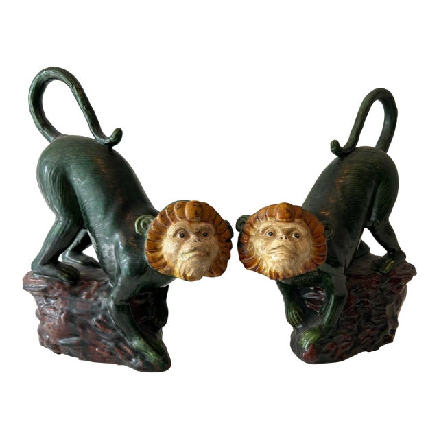 Vintage Ceramic Capuchin Monkey Statues For Sale