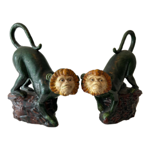 Vintage Ceramic Capuchin Monkey Statues