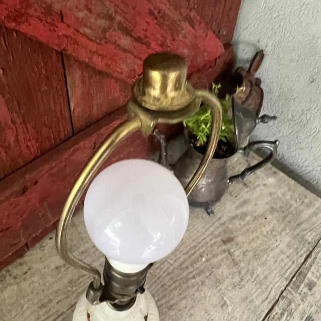 Vintage Italian Marble & Alabaster Urn Lamp 13" Elegant Design With Brass Accents For Sale - Image 10 of 18