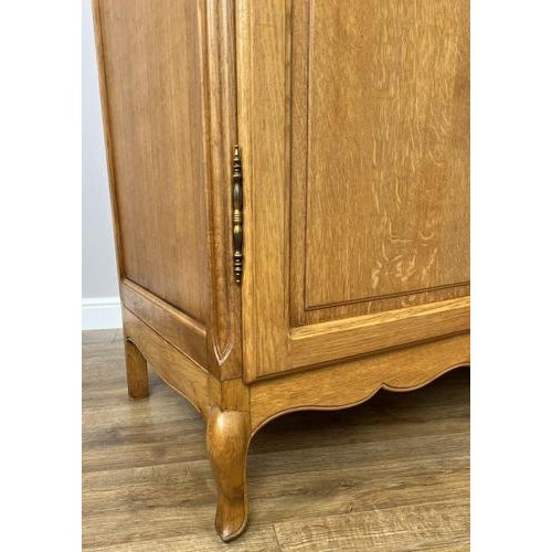 Brown Vintage French Louis XVI Style Two Door Wardrobe in Carved Oak For Sale - Image 8 of 11