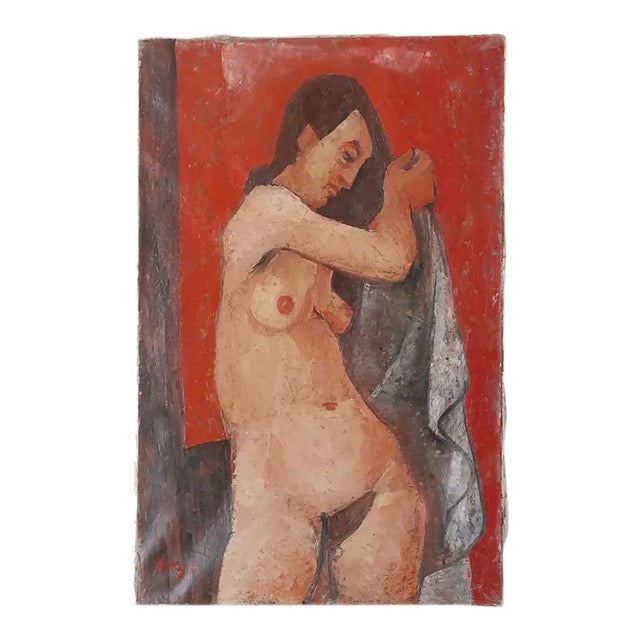 Richard Hackett 1955 Modernist Female Nude Painting For Sale