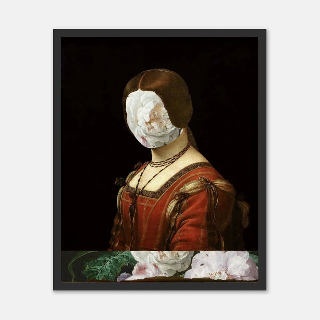 Contemporary Flower Face 1 by Lara Fowler in Black Frame, XS Art Print For Sale - Image 3 of 3
