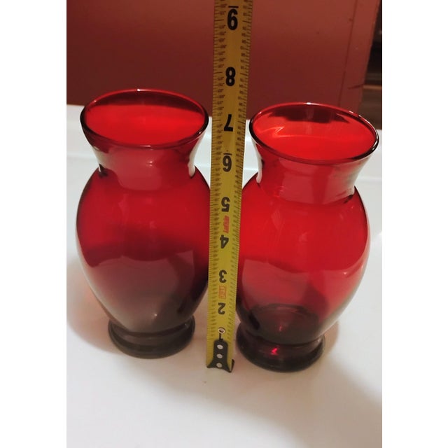 Modern Vintage 1938-1956 Anchor Hocking Royal Ruby Glass Vases For Sale - Image 3 of 11