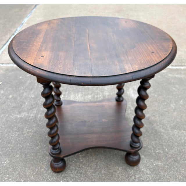 Early 20th Century Vintage English Barley Twist Side Table For Sale - Image 5 of 7
