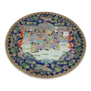 Large 1930s Chinese Hand Painted Porcelain Charger