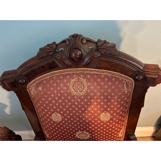 1870's American Renaissance Revival Ladies Parlor Chairs - Attributed to Prudent Mallard - Pair For Sale - Image 4 of 10
