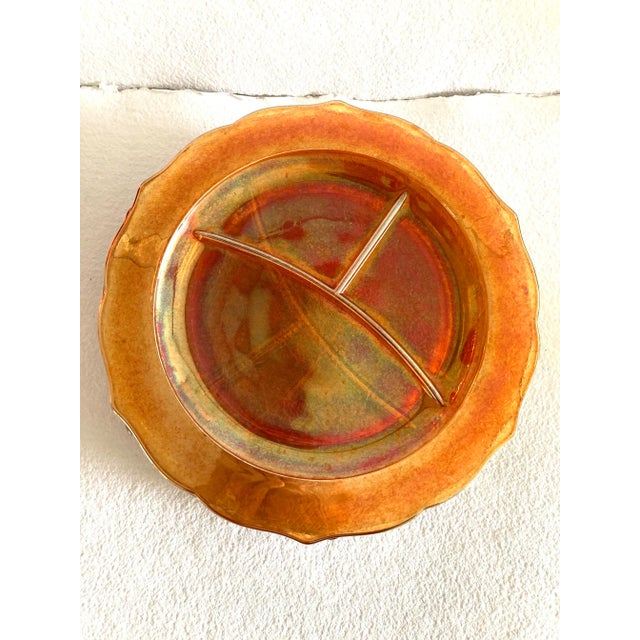 Midcentury Amber-rose sectional plates, S-6, 11” Dia.