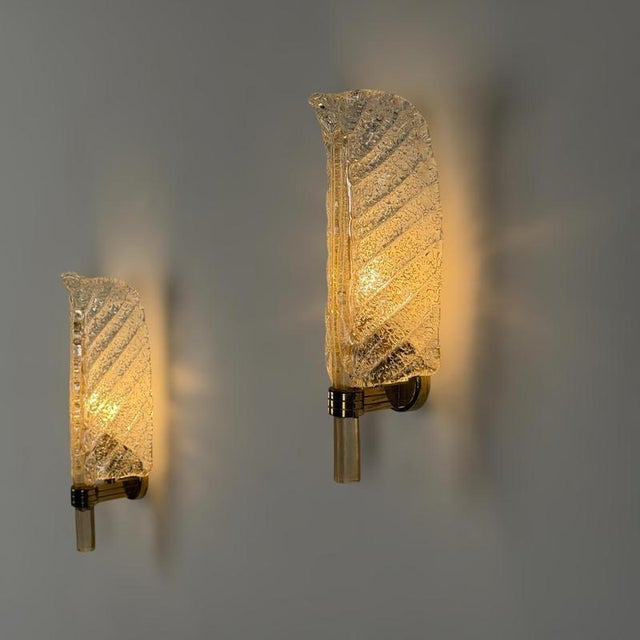 Feather Murano Glass Sconces from Barovier & Toso, 1971, Set of 2 For Sale - Image 9 of 18