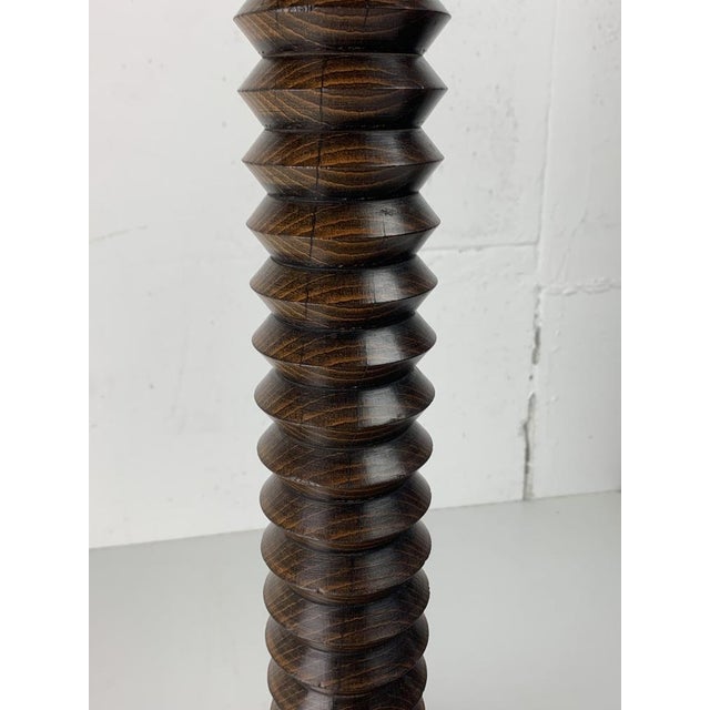 French Brutalist Wood Turned Side Table by Charles Dudouyt, 1940s For Sale - Image 9 of 17