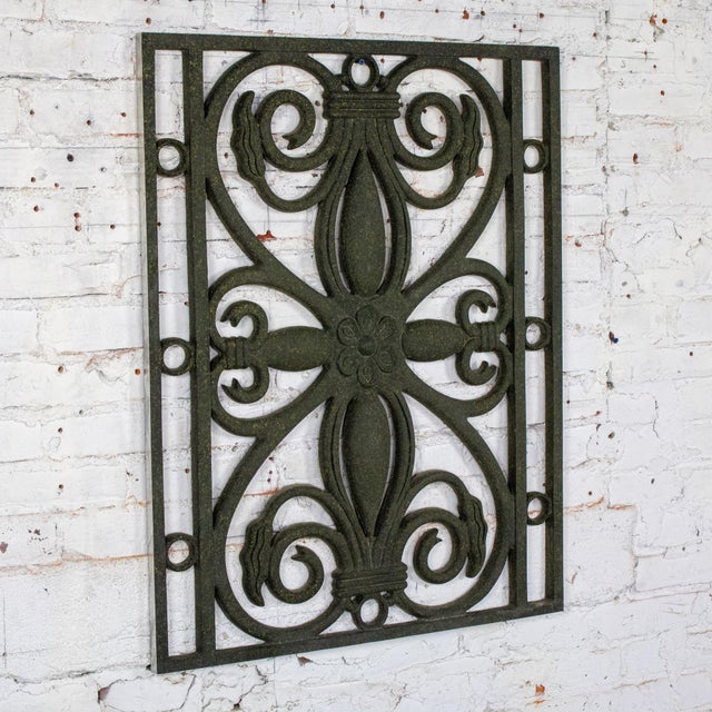 Metal Late 20th Century Gothic Revival Style Architectural Cast Aluminum Decorative Window Panel or Scroll Grate Wall Hanging For Sale - Image 7 of 18