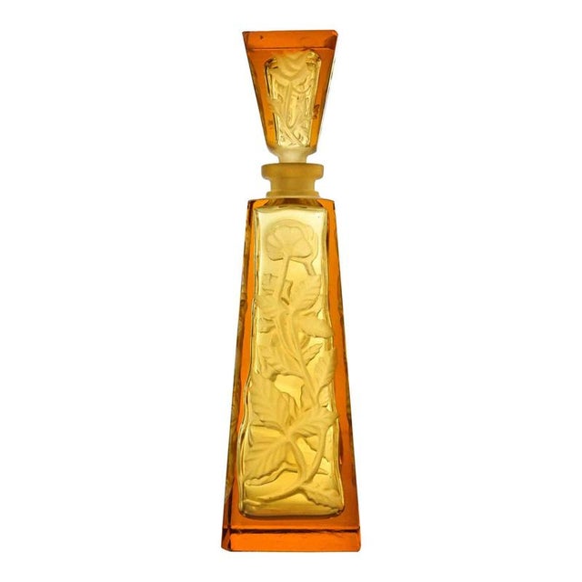 1930s Art Nouveau Amber Glass Bottle by J. Lanier, France, 1930s For Sale - Image 5 of 5