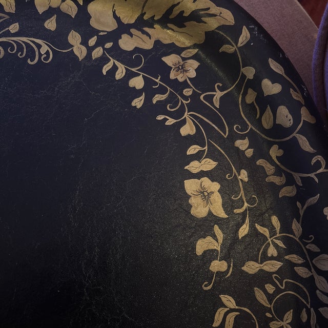 18-19th C. French Tole Peinte du Lac Toleware, Lacquered & Gilt Tinned Metal Tray, Decorator Signed Signed on back center...