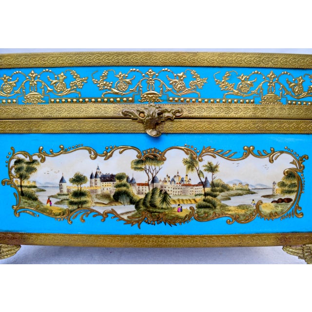 Late 20th Century Celeste Sevres Style Porcelain Jewelry Casket For Sale - Image 5 of 10