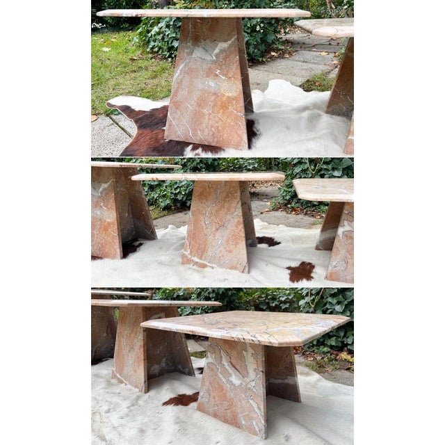 Stone Vintage Italian Pink Marble Nesting Tables, 1980s, Set of 3 For Sale - Image 7 of 10