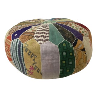 1990s Vintage Ottoman With Patchwork Detail For Sale