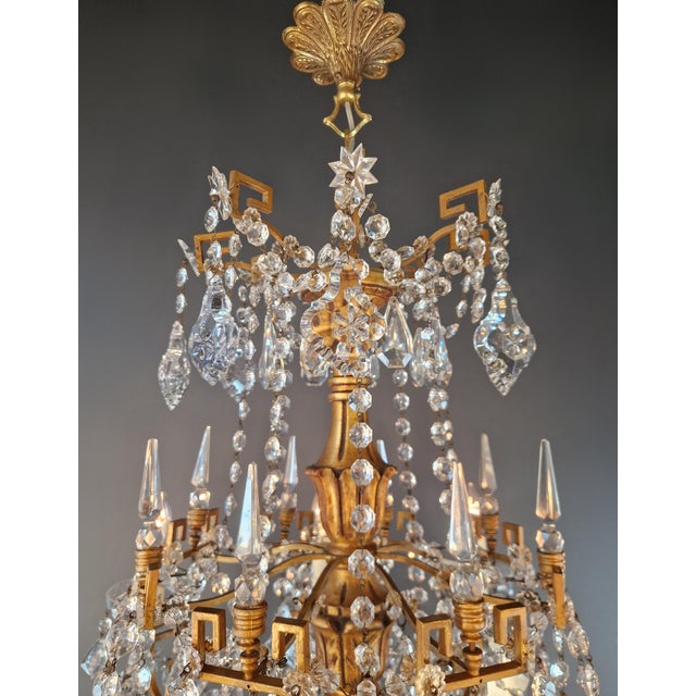 Antique Louis XVI Revival Crystal Chandelier Giltwood and Brass Circa 1890 For Sale - Image 13 of 13