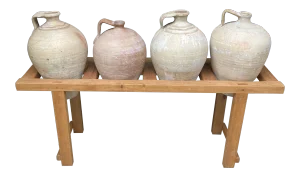 Late 19th Century Mediterranean Olive Jugs With Stand - 5 Piece Set