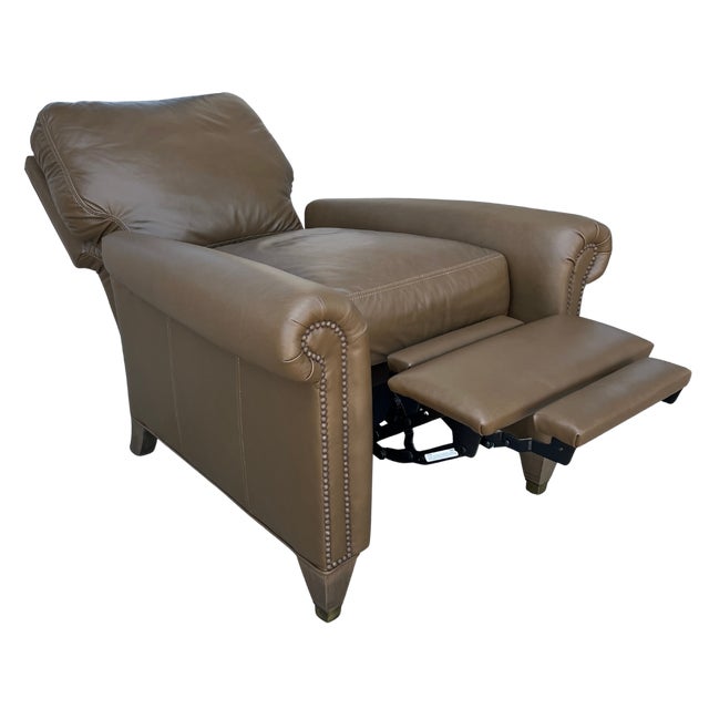 2020s Lee Industries Traditional Leather Recliner For Sale - Image 5 of 9