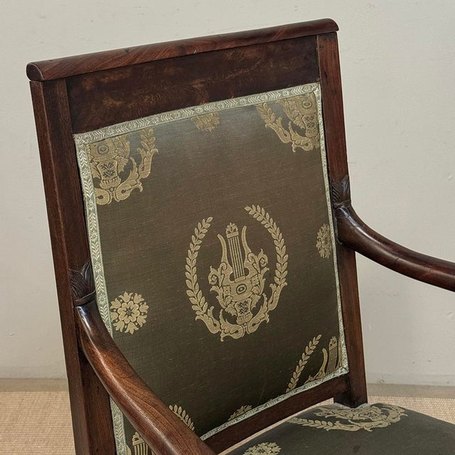 Oxblood Red 19th Century French Empire Period Mahogany Armchair For Sale - Image 8 of 18