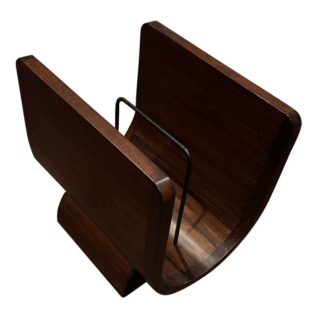 Frontgate ModernVintage Teak U-Shaped Magazine Holder For Sale