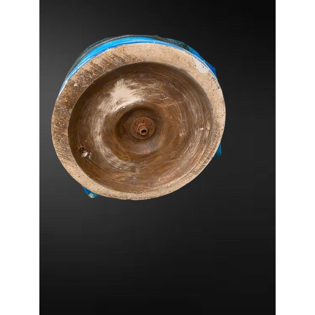 Chinoiserie Large Turquoise-Glazed Archaistic Pottery Vase and Cover For Sale - Image 3 of 3