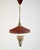 Pendant lamp in lacquered metal and brass with a double perforated shade and an adjustable curved arm, made in Sweden in...