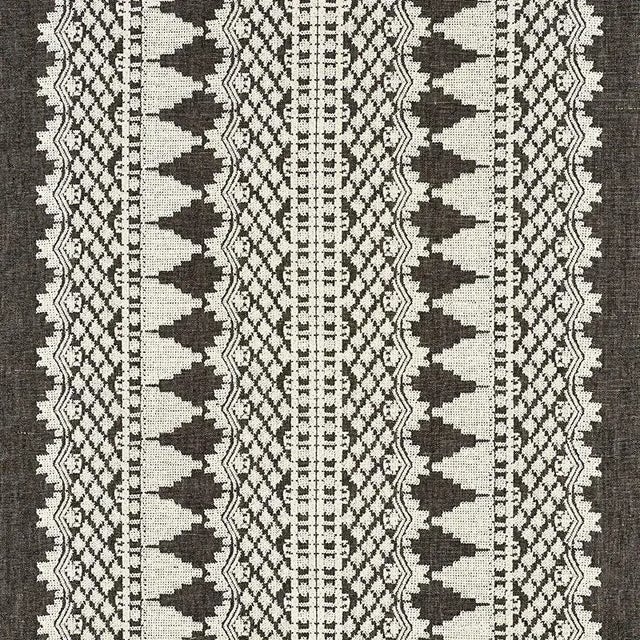Sample - Schumacher Wentworth Embroidery Fabric in Carbon For Sale