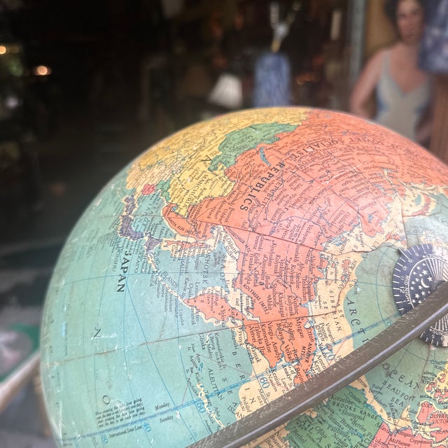 1970s 1970s Streamlined Designed Wooden MCM Standing Globe For Sale - Image 5 of 12