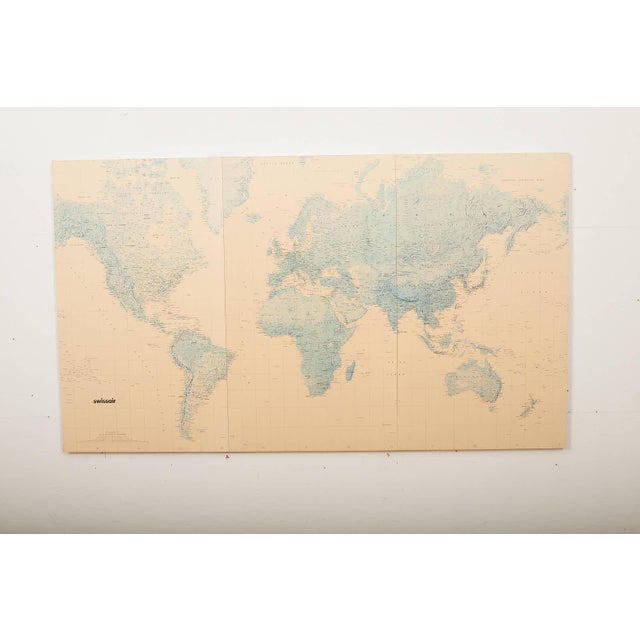 Swissair World Map on Wooden Boards with Metal Connectors For Sale - Image 3 of 13