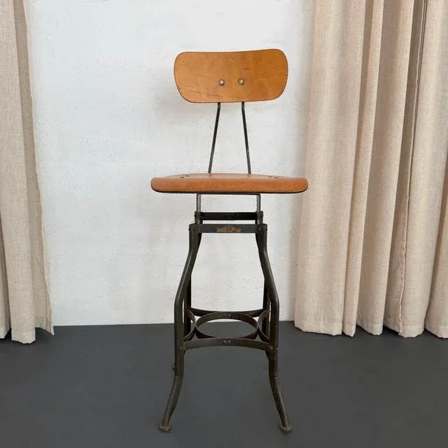 Industrial Industrial Height Adjustable Stool by Toledo Metal Furniture Co. For Sale - Image 3 of 9