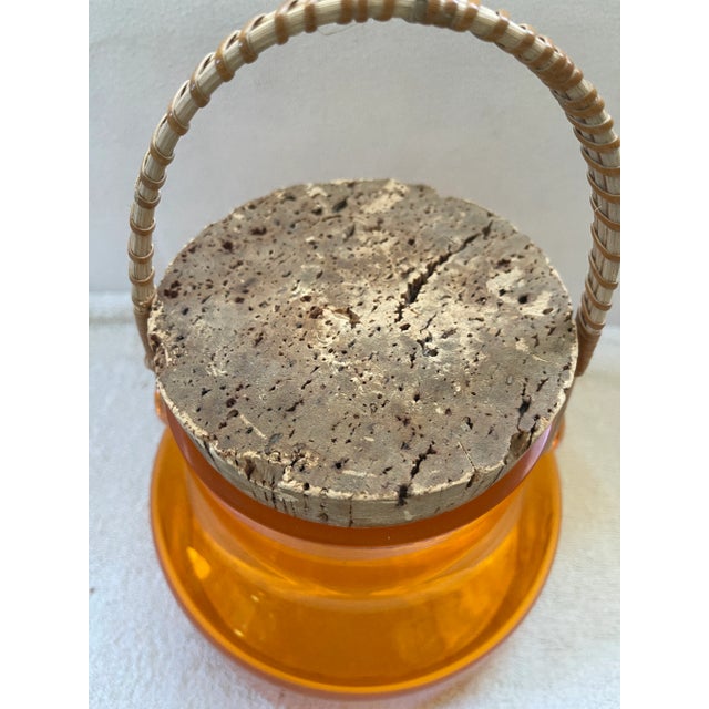 Vintage Post Modern Orange Color Glass Bottle With Cork Lid For Sale - Image 9 of 11