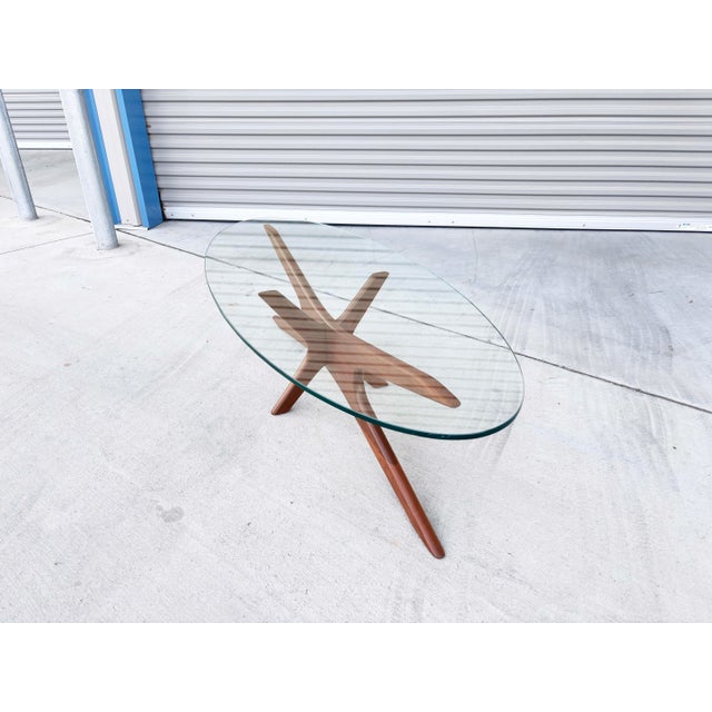 Brown 1960s Mid-Century Walnut and Glass "Jacks" Coffee Table by Adrian Pearsall For Sale - Image 8 of 13
