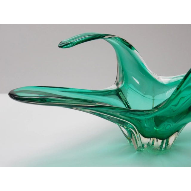 1970s Large Green Glass Centrepiece, Belgium, 1970s For Sale - Image 5 of 9
