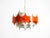 Beautiful, small, original 1960s Space Age metal pendant lamp by Doria. The outer shade is red; the rest of the shade is...