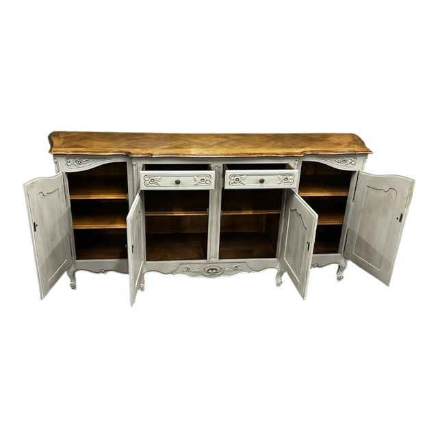 Brown French Oak Breakfront Buffet, Early 20th Century For Sale - Image 8 of 18
