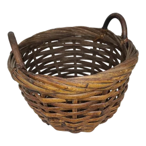 Vintage Rattan Basket Hand Made Split Cane Late 20th Century