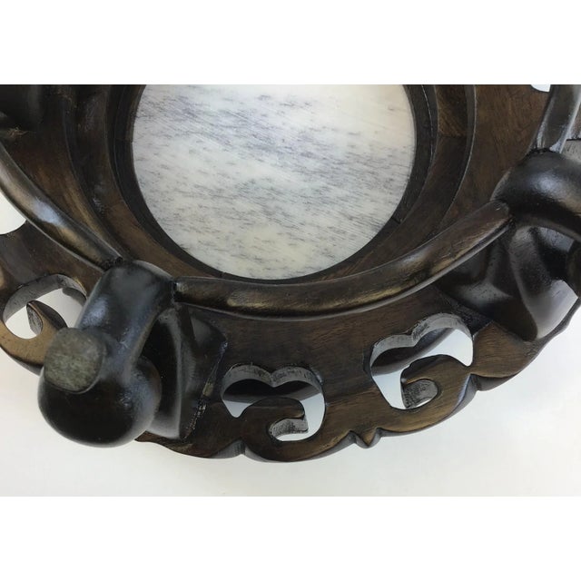 Vintage Rosewood Hand Carved Plant Stand With Genuine Marble Top For Sale - Image 11 of 12