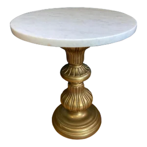 Mid 20th Century Italian Marble Small Table With Gold Base