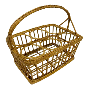 Vintage Woven Rattan Bottle or Glass Caddy
