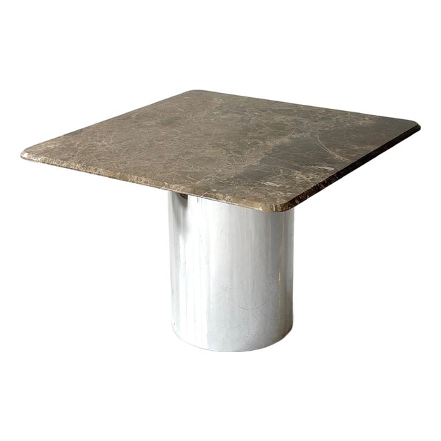 1980s Chrome/Marble Square Dining Table For Sale